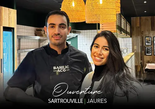 Othmane MAJD et Basma KHADROUF, franchisés de la nouvelle pizzeria à Sartrouville : Basilic & Co